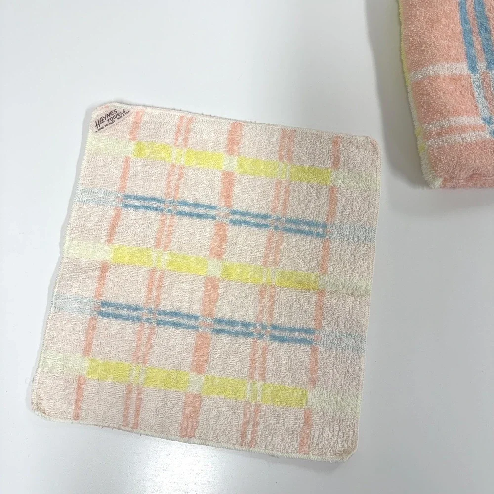 Vintage Haynes plaid towel set